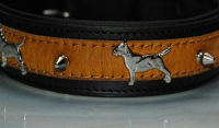 Lederhalsband Bullterrier mit Kuhfell 50cm x 4cm